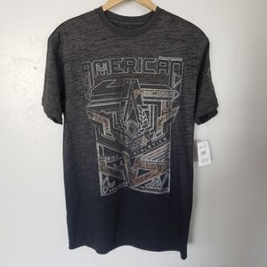 American Fighter NWT Men's Large Grey Black Ombre Short Sleeve Shirt Graphic Tee